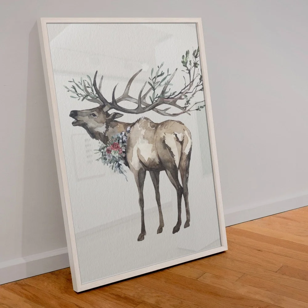 Watercolor Elk Deer Wall Art Print Poster Illustration Unframed - Picture 4 of 11